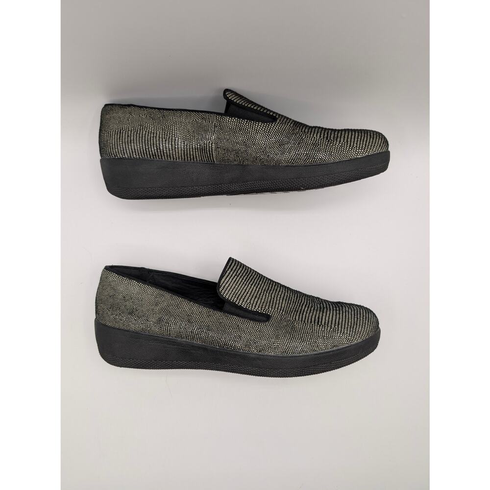 FitFlop Superskate Textured Metallic Twill Knit Slip-On Loafers Size 9 - Picture 4 of 6